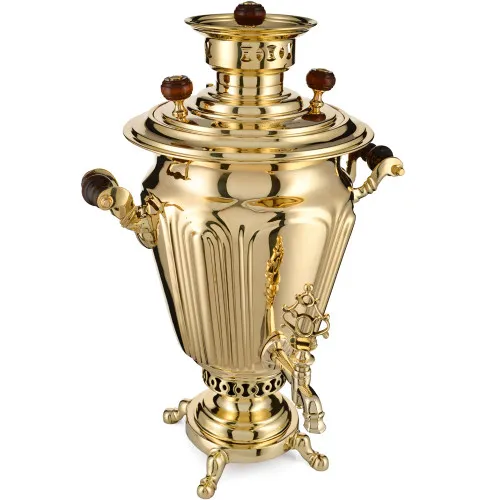 Самовар антикварный на дровах 4 литра формы «Рюмка гранная» братьев Шемариных, золотой