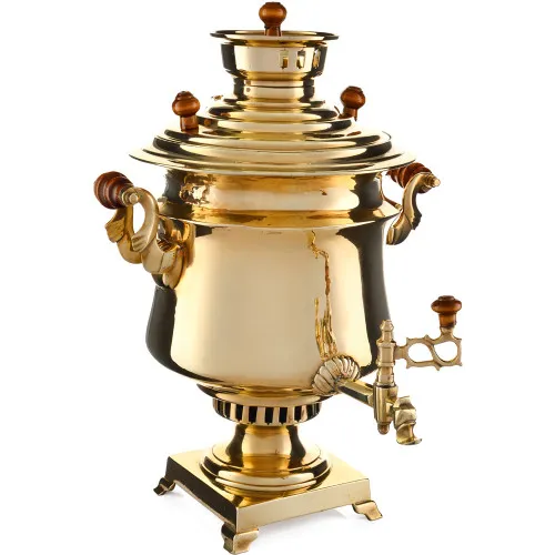 Самовар антикварный на дровах 5 литров формы «Полуваза», золотой