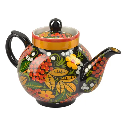 Чайник заварочный для самовара с художественной росписью «Рябина в зелени»