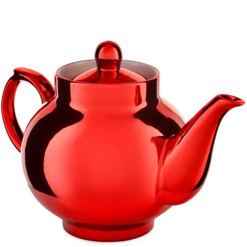 Чайник заварочный фарфоровый для самовара с красным напылением 