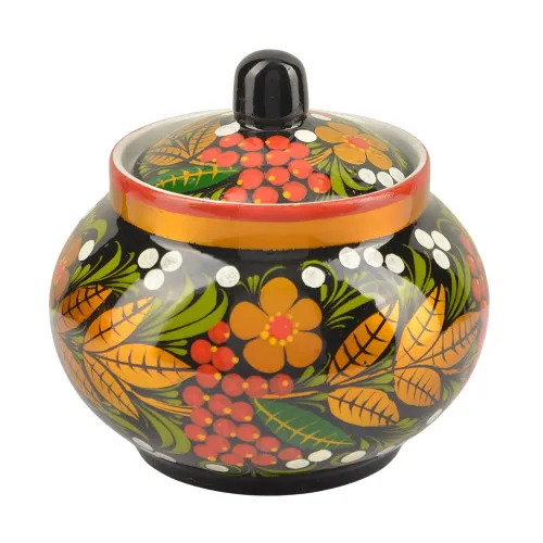 Сахарница с художественной росписью «Рябина в зелени»