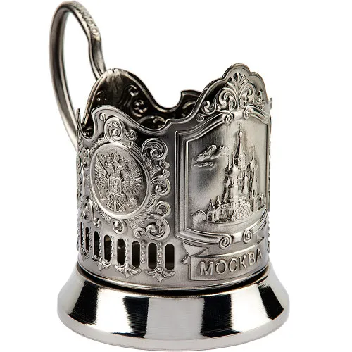 Подстаканник никелированный с чернью «Храм Василия Блаженного»