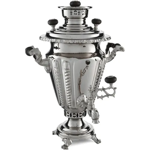 Самовар антикварный на дровах 3,3 литра формы «Рюмка с колоннами» Тул.Патрон.Завод, серебристый