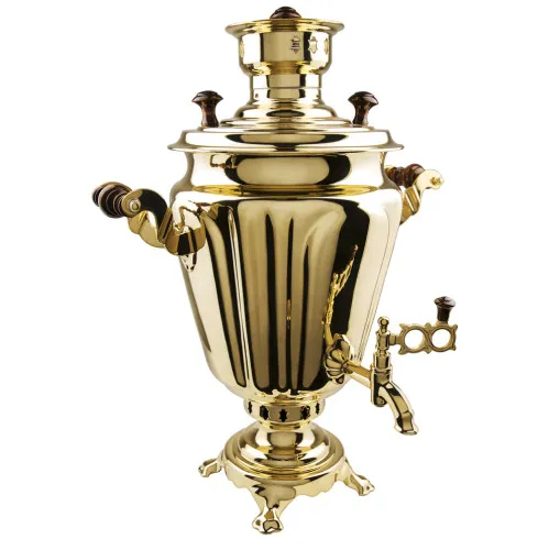 Самовар комбинированный 5 литров формы «Рюмка гранная», золотой, категория «Люкс»