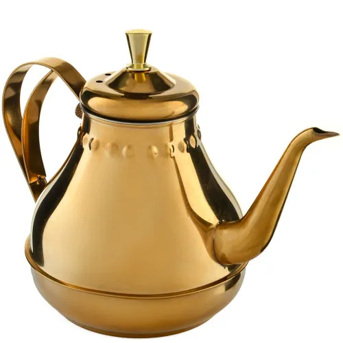 Чайник заварочный 1 литр фигурный, золотистый