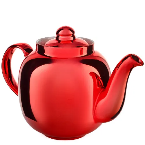 Чайник большой заварочный фарфоровый для самовара с красным напылением 