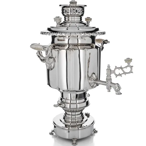 Биосамовар антикварный жаровой на спирте 7 литра формы «Фонарь» Б.Г. Тейле, серебристый 