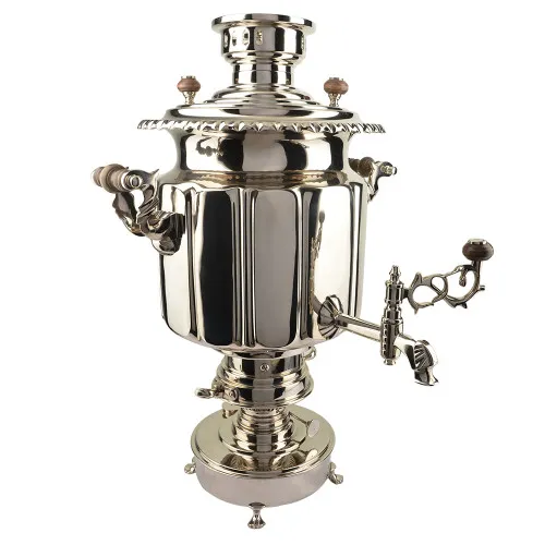 Биосамовар антикварный жаровой на спирте 8 литров формы «Фонарь» Б.Г. Тейле, серебристый