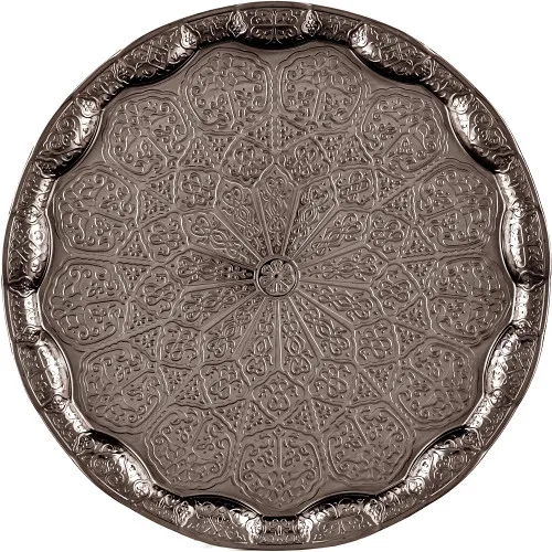 Поднос для самовара круглый, цвета «Патинированной латуни», рельефный