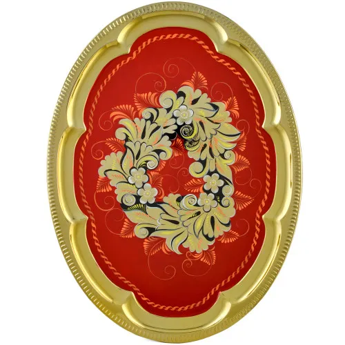 Поднос для самовара с художественной росписью «Кудрина красная»