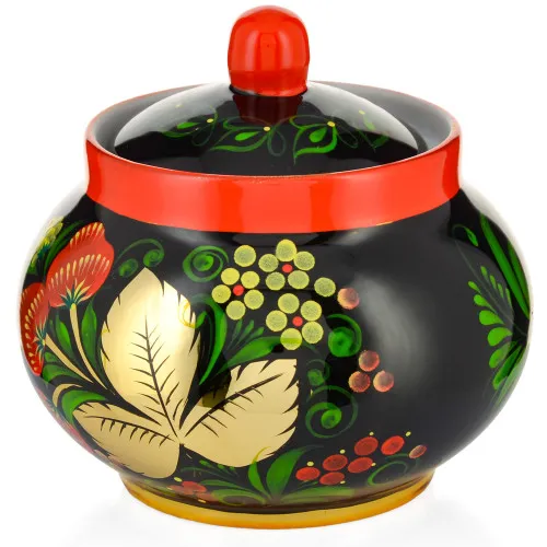 Сахарница с художественной росписью «Хохлома с ягодами в зелени №2» 
