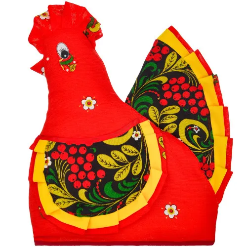 Грелка на заварочный чайник «Курочка с жёлтым кантом, хохлома»