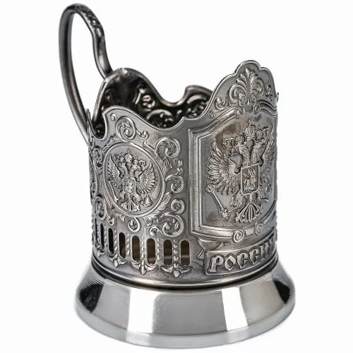 Подстаканник никелированный с чернью «Герб Российской Федерации»