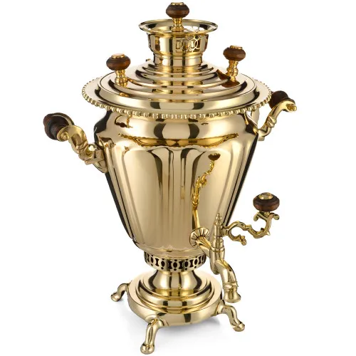 Самовар антикварный на дровах 3,5 литра формы «Рюмка» Н.А. Воронцова, золотой 