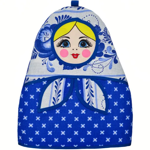 Грелка на заварочный чайник «Матрёшка с аппликацией Гжель»