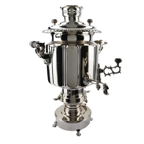 Биосамовар антикварный жаровой на спирте 9 литров формы «Фонарь» Б.Г. Тейле, серебристый