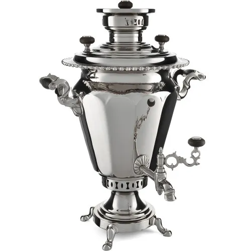 Самовар антикварный на дровах 6 литров формы «Рюмка гранная» Аленчикова и Зимина, серебристый
