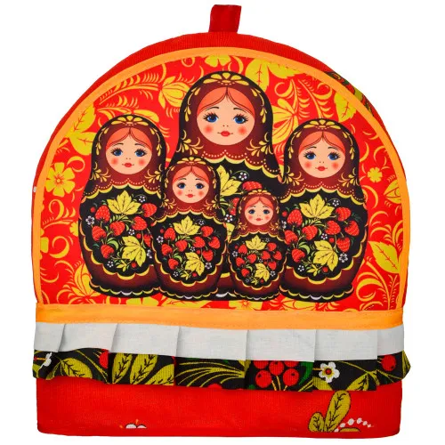 Грелка на заварочный чайник колпак «Матрёшки хохлома»