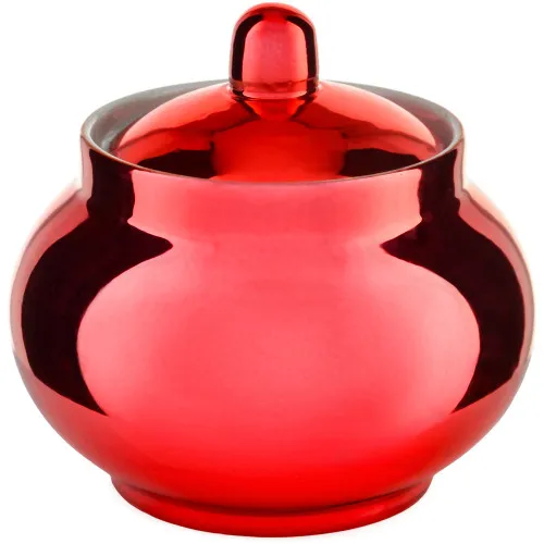 Сахарница фарфоровая с красным напылением 