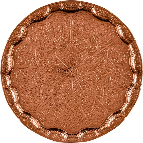 Поднос для самовара круглый, цвета «Тёмная медь», рельефный