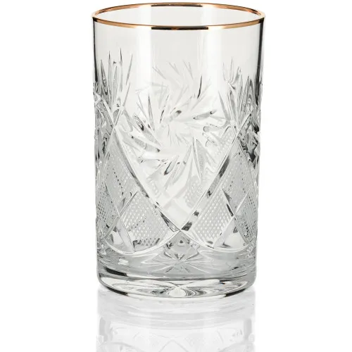 Стакан для подстаканника хрустальный «Мельница» с золотой окантовкой