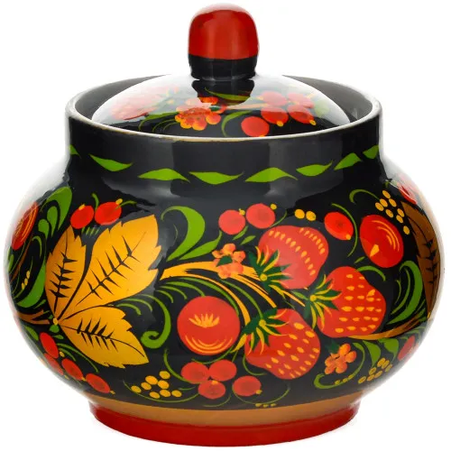 Сахарница с художественной росписью «Хохлома с ягодами в зелени» 