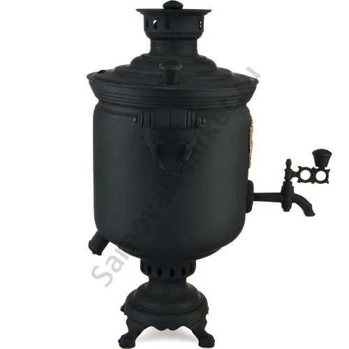 Самовар комбинированный 7 литров формы «Банка с гербом РФ», категория «Эксклюзив», «Графит»