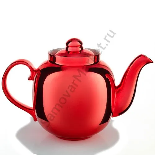 Чайник большой заварочный фарфоровый для самовара с красным напылением 