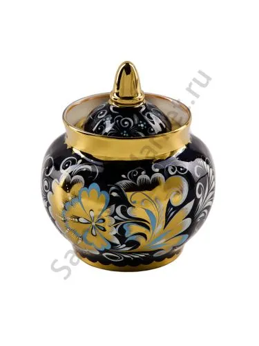 Сахарница с художественной росписью «Кудрина синяя»