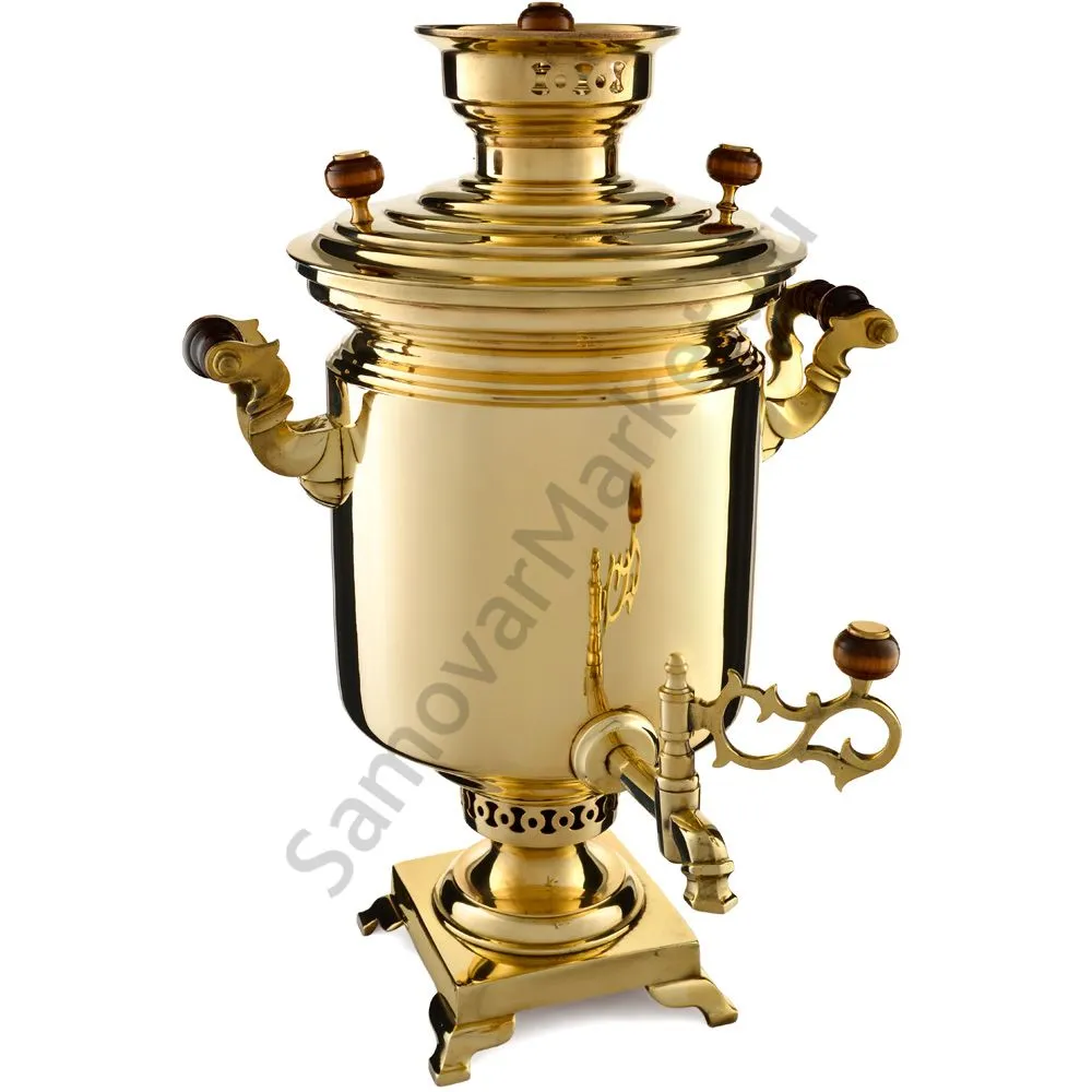 Самовар антикварный на дровах 6,5 литров формы «Банка» ТулПромТорг, золотистый Самовар антикварный на дровах 6,5 литров формы «Банка» ТулПромТорг, золотистый