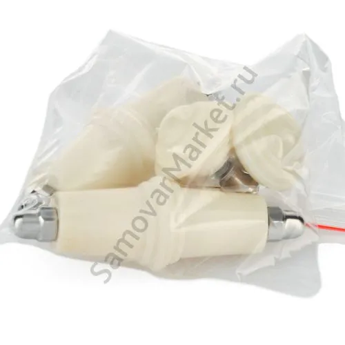 Комплект фурнитуры для электрического самовара (ручки,на крышку и краник), карболит белый