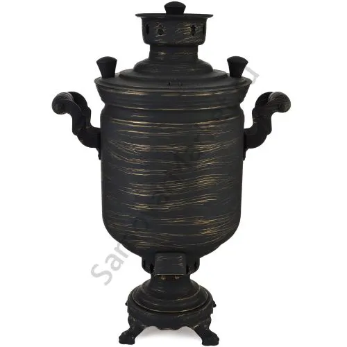 Самовар комбинированный 5 литров формы «Банка с гербом СССР» золотые нити в патине