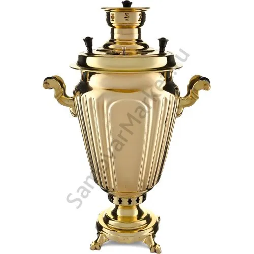 Самовар на дровах 7 литров формы «Рюмка гранная», литьё, золотой, категория «Дачный»