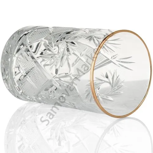 Стакан для подстаканника хрустальный «Мельница» с золотой окантовкой