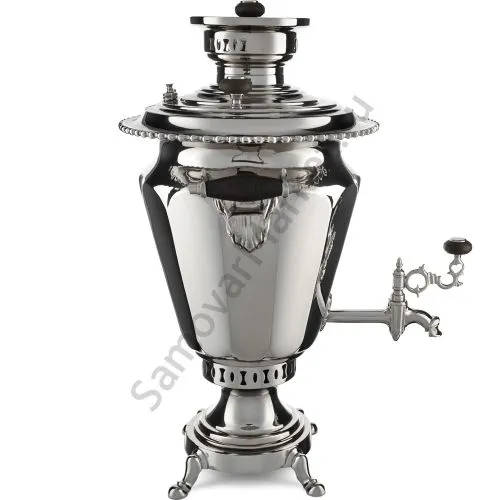 Самовар антикварный на дровах 6 литров формы «Рюмка гранная» Аленчикова и Зимина, серебристый