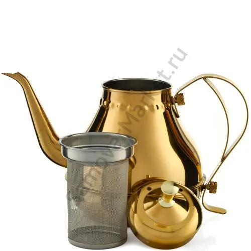 Чайник заварочный 1 литр фигурный, золотистый