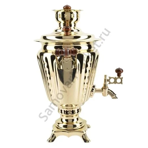 Самовар на дровах 2,8 литра формы «Рюмка», золотой, категория «Люкс»
