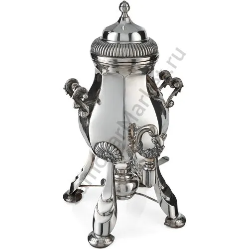 Бульотка антикварная 2,5 литра «Мастодонт» в комплекте с подносом, серебрение 