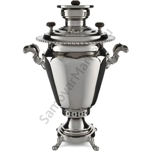 Самовар антикварный на дровах 6 литров формы «Рюмка гранная» Аленчикова и Зимина, серебристый