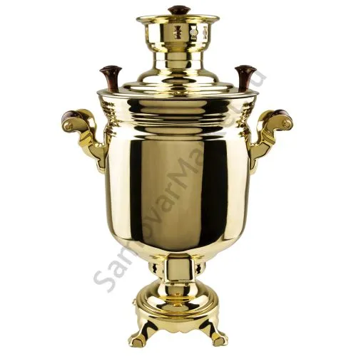Самовар комбинированный 7 литров формы «Банка», золотой, категория «Люкс»