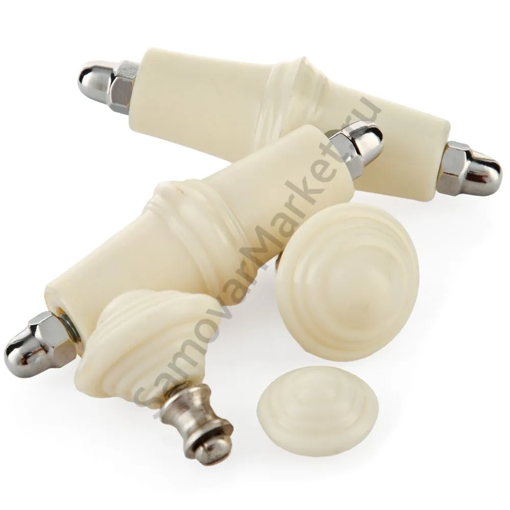 Комплект фурнитуры для электрического самовара (ручки,на крышку и краник), карболит белый Комплект фурнитуры для электрического самовара (ручки,на крышку и краник), карболит белый