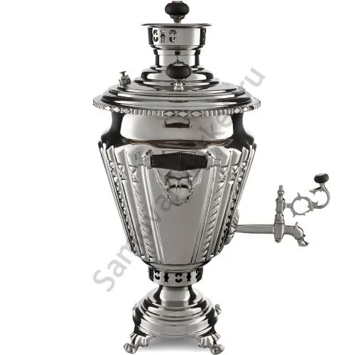 Самовар антикварный на дровах 5 литров формы «Рюмка гранная» Баташева, серебристый