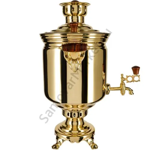 Самовар на дровах 7 литров формы «Банка», золотой, категория «Люкс»