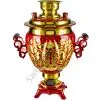 Самовар электрический 3 литра с художественной росписью «Орнамент красный» формы «Жёлудь»