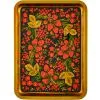 Поднос для самовара прямоугольный с художественной росписью «Хохлома с ягодами в зелени»