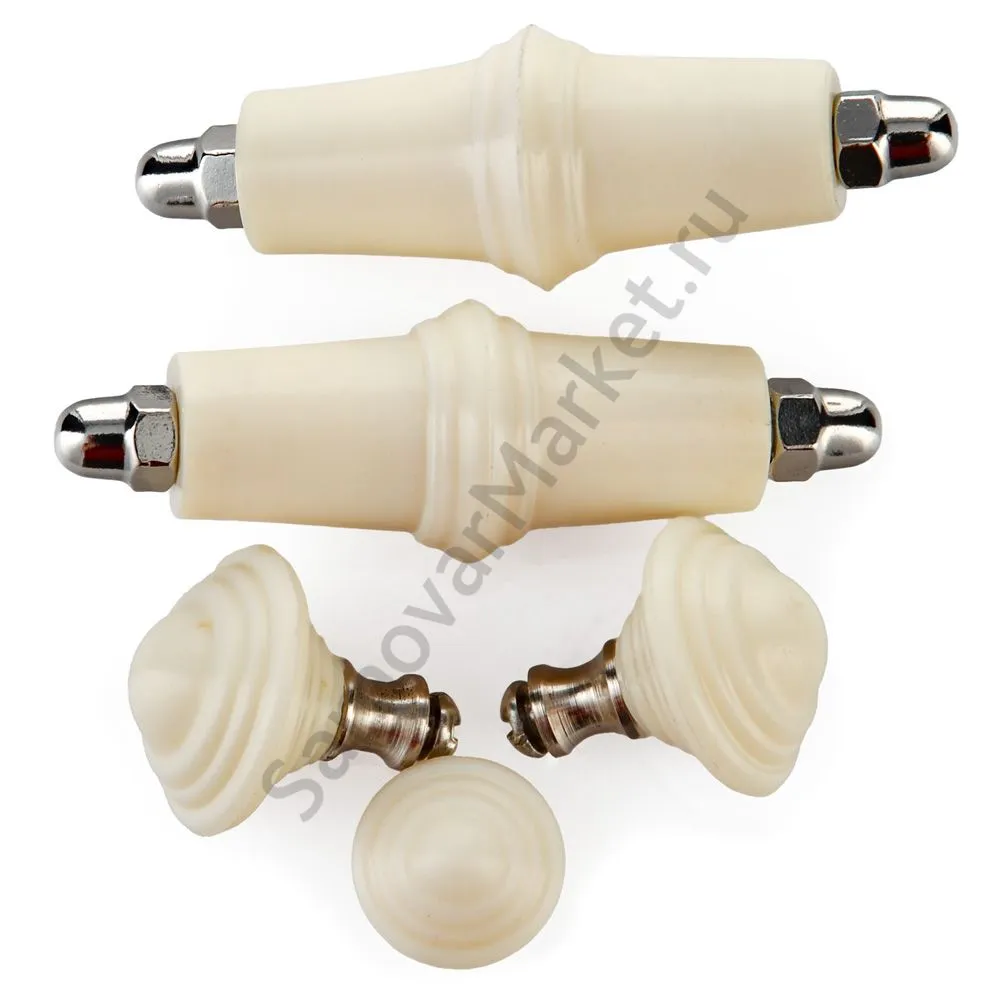 Комплект фурнитуры для электрического самовара (ручки,на крышку и краник), карболит белый Комплект фурнитуры для электрического самовара (ручки,на крышку и краник), карболит белый
