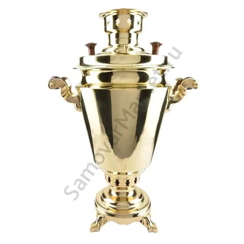 Самовар на дровах 5 литров формы «Рюмка», литьё, золотой, категория «Люкс»
