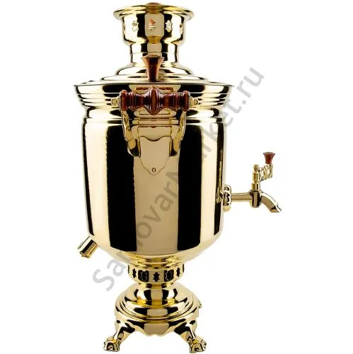 Самовар комбинированный 7 литров формы «Банка с вибронакаткой», золотой, категория «Люкс»