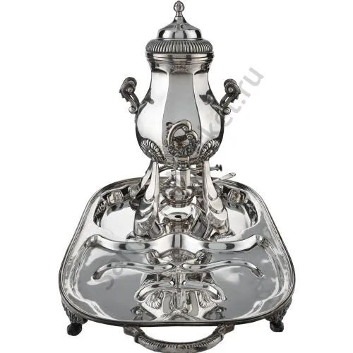 Бульотка антикварная 2,5 литра «Мастодонт» в комплекте с подносом, серебрение 