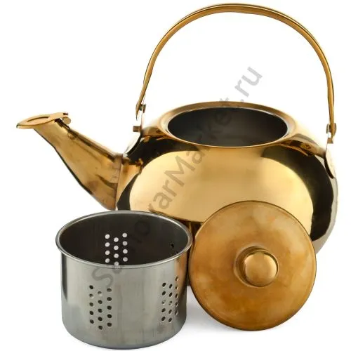 Чайник заварочный 0,8 литра круглый, золотистый